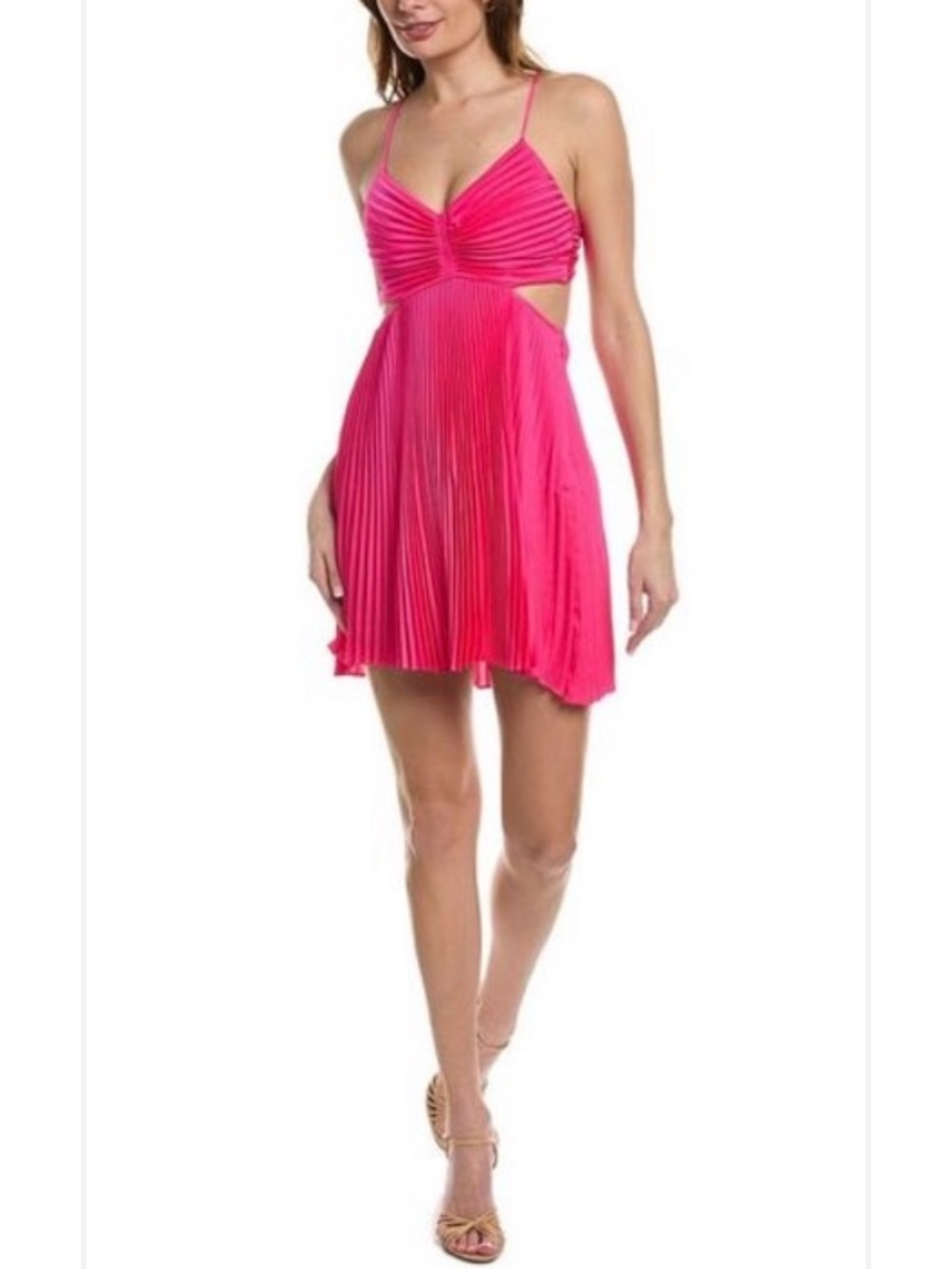 ALC Ari Short Pleated Dress in Hot Pink- Size 2.